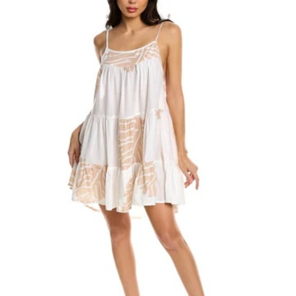 Everything But Water Honorine Peri Baby Doll SunDress White and Beige Size L